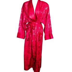 Vintage Victoria's Secret Red Satin Robe, Gold Label,